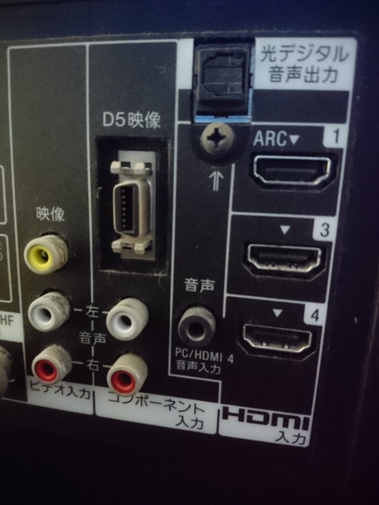 テレビの裏にあるHDMI接続端子